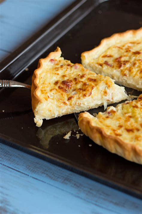 Brush the inside of crust with mustard. . French onion tart the naughty fork